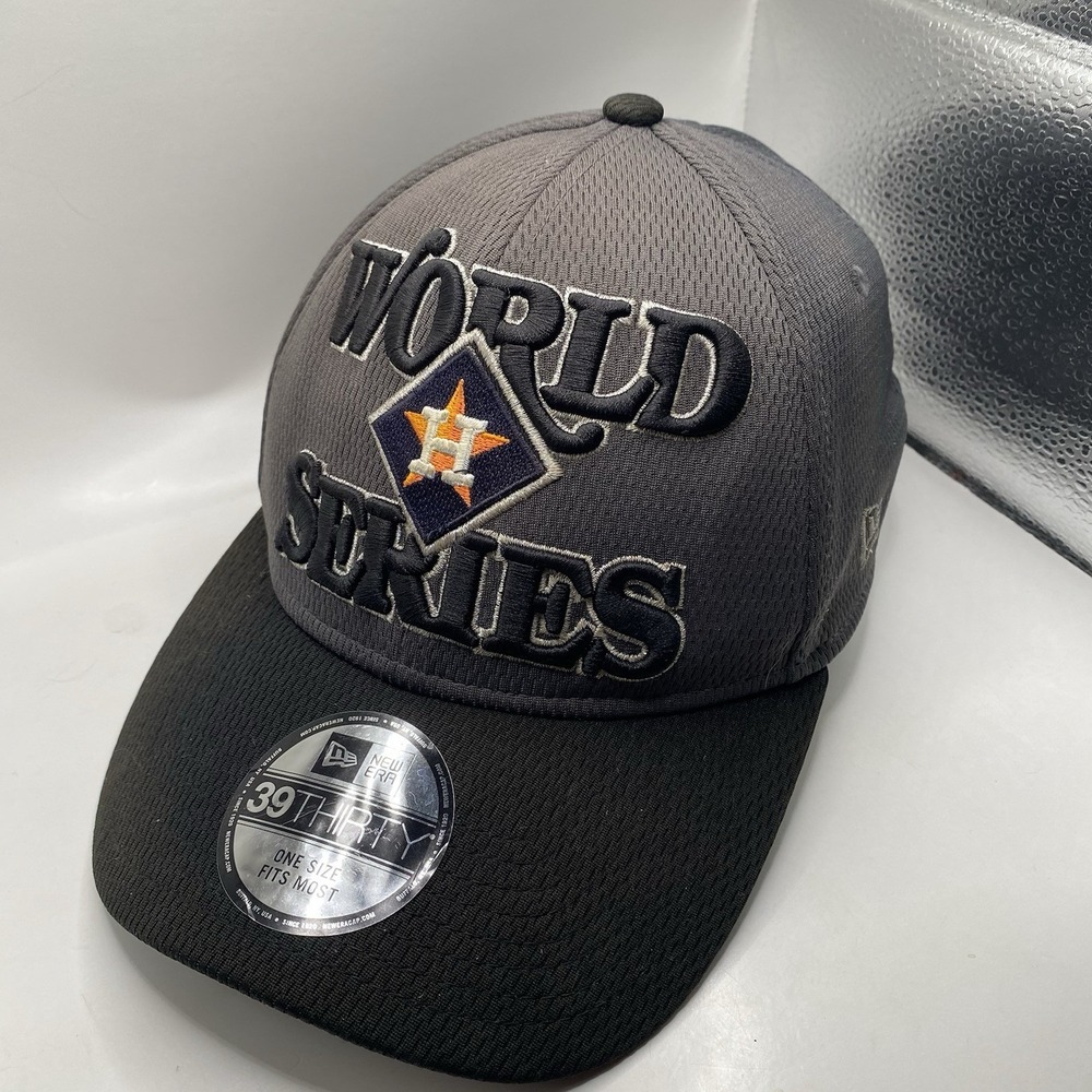 Houston Astros Hat World Series New Era 39thirty Stretch fit Medium Gray Cleaned